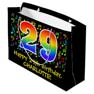 29th Birthday - Colourful Music Symbols, Rainbow 2 Large Gift Bag