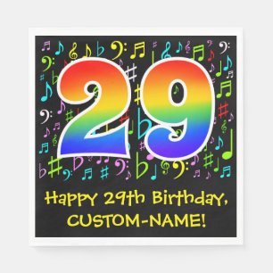 29th Birthday - Colourful Music Symbols, Rainbow 2 Napkin