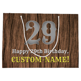 29th Birthday: Country Western Inspired Look, Name Large Gift Bag