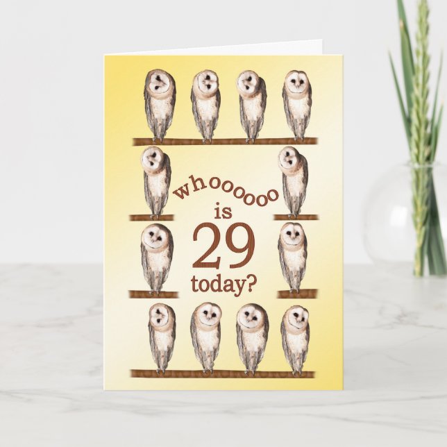 29th birthday, Curious owls card. Card (Front)