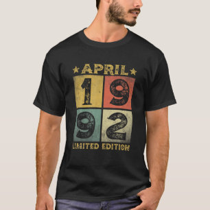 29Th Birthday Decorations April 1992 Men Women 29 T-Shirt