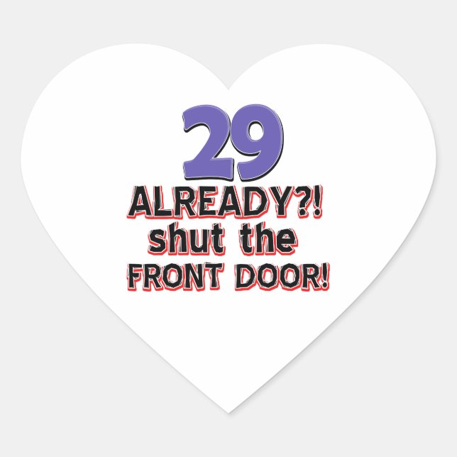 29th birthday designs heart sticker (Front)
