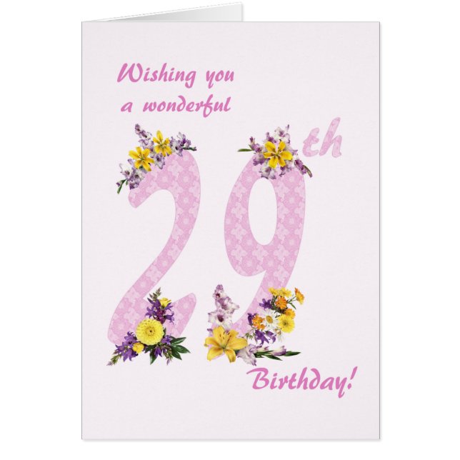 29th Birthday Flower Decorated Numbers (Front)