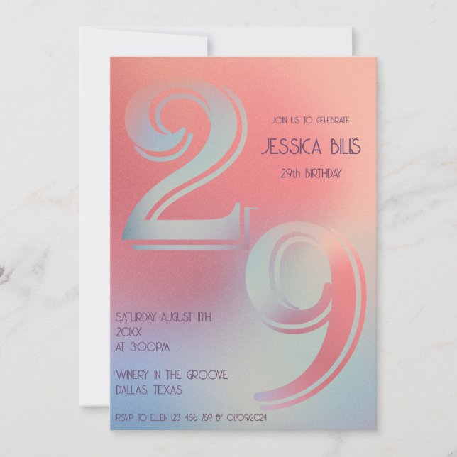 29th birthday invitation (Front)
