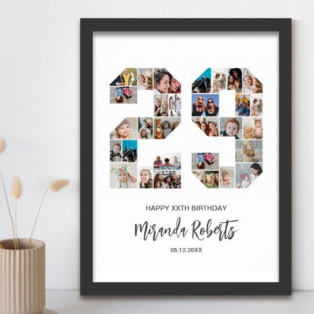 29th Birthday Number 29 Custom Photo Collage Poster (Creator Uploaded)