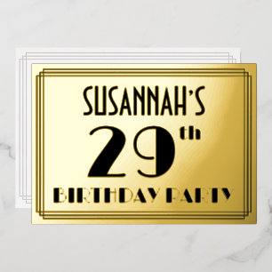 29th Birthday Party — Art Deco Look “29” + Name