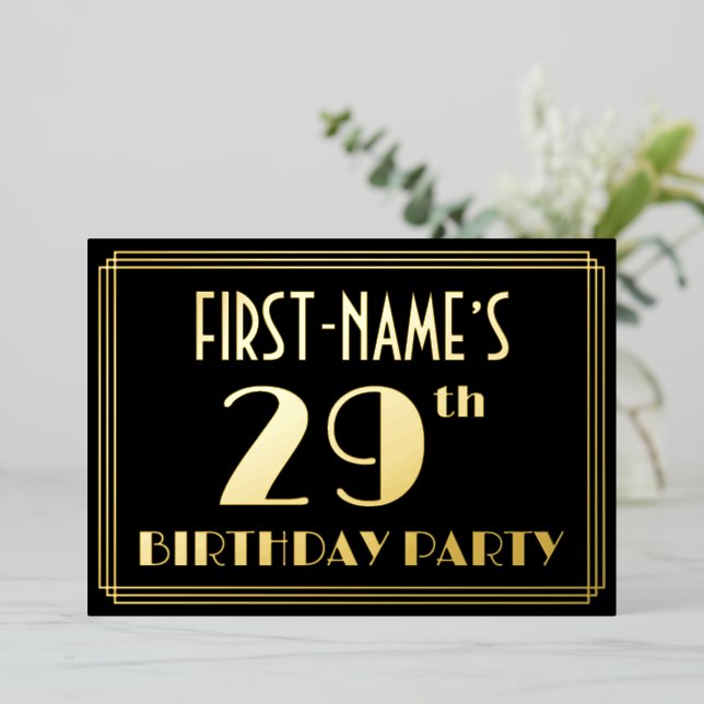 29th Birthday Party: Art Deco Look “29”, w/ Name (Standing Front)