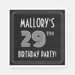 29th Birthday Party: Art Deco Style + Custom Name Napkin