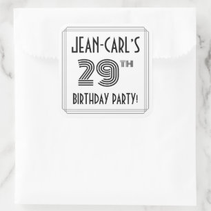 29th Birthday Party: Art Deco Style + Custom Name Square Sticker