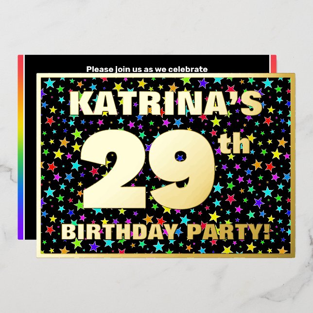 29th Birthday Party — Fun, Colourful Stars Pattern (Front/Back)
