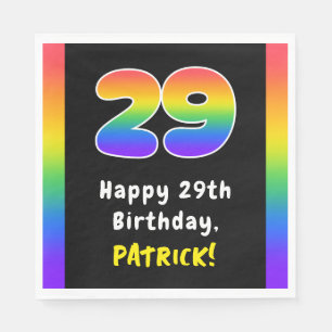 29th Birthday: Rainbow Spectrum # 29, Custom Name Napkin