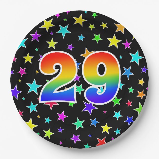 29th Event: Bold, Fun, Colourful Rainbow 29 Paper Plate (Front)