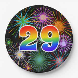 29th Event - Fun, Colourful, Bold, Rainbow 29 Paper Plate