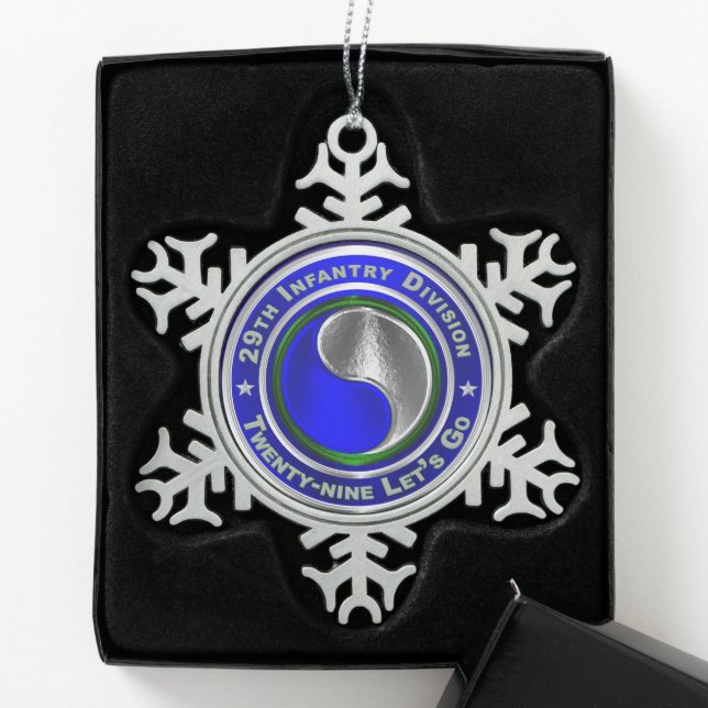 29th Infantry Division  Snowflake Pewter Christmas Ornament (Box)