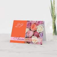 29th Wedding Anniversary Card pastel roses