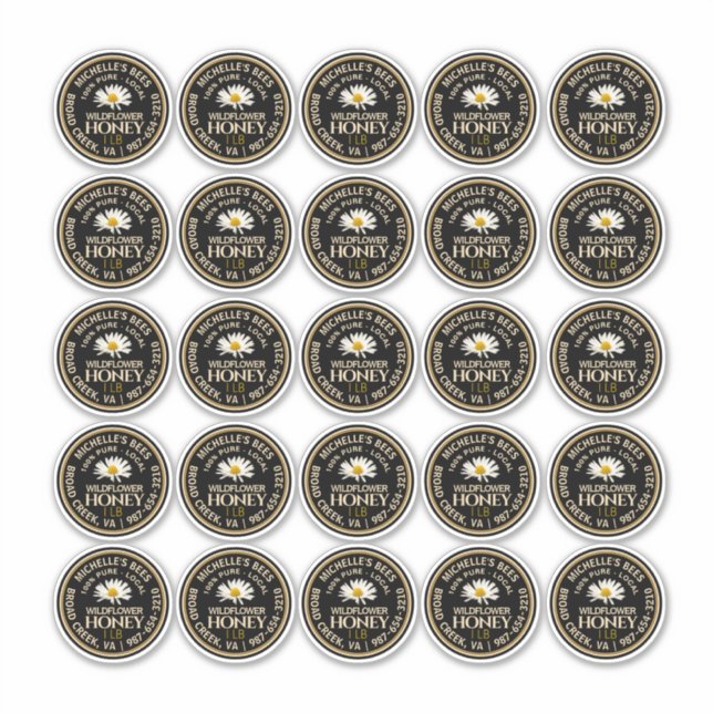 2,25" Honey Mason Jar Lid Étiquette étanche margue (Devant)