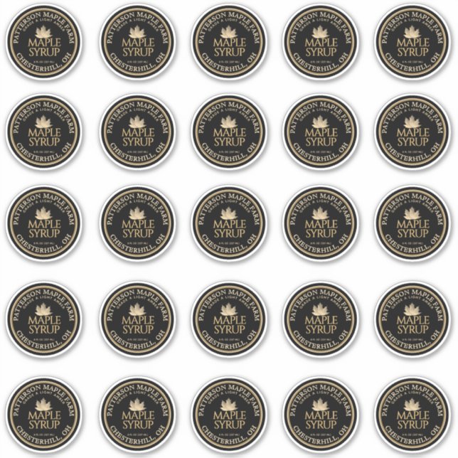 2.25" Maple Syrup Gold Leaf on Black Waterproof (Front)