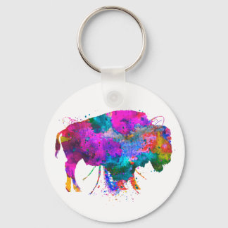 2.25" Watercolor Buffalo Button Keychain