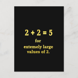 2 + 2 = 5  Funny Math Joke Holiday Postcard