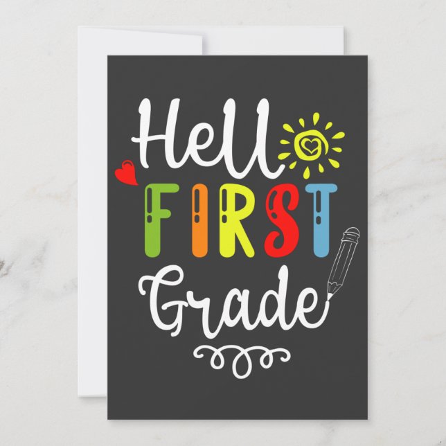 2/2- Hello First Grade Shirt, First Grade Students Invitation (Front)