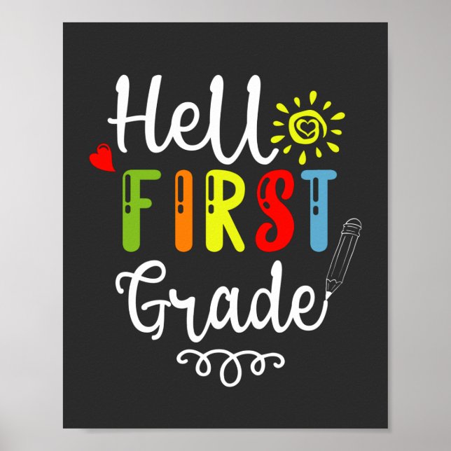 2/2- Hello First Grade Shirt, First Grade Students Poster (Front)