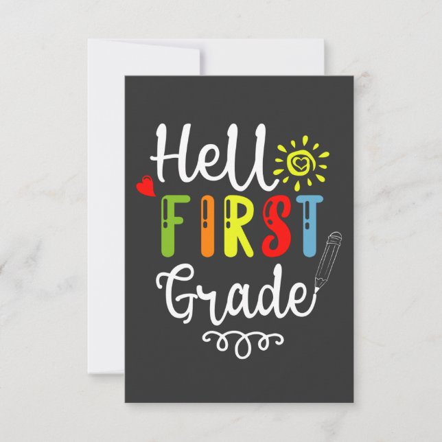 2/2- Hello First Grade Shirt, First Grade Students Thank You Card (Front)
