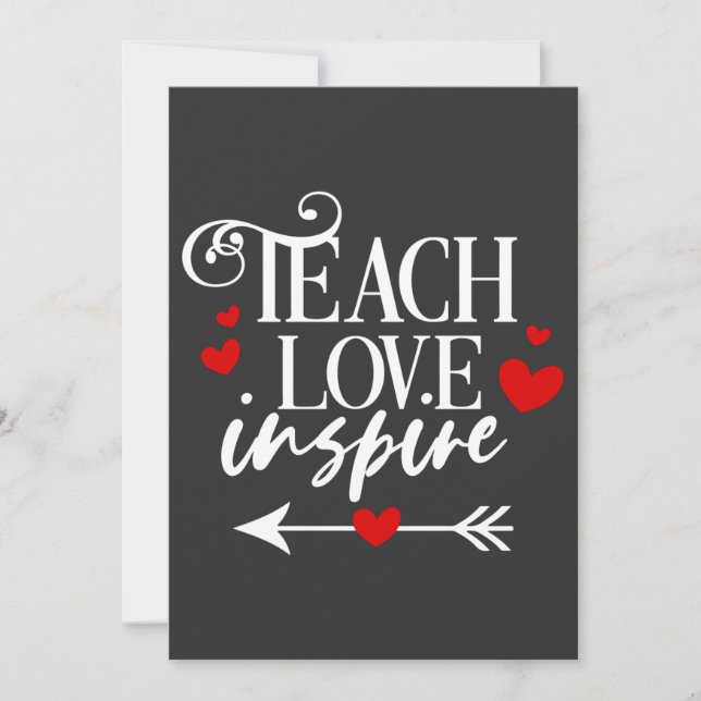 2/2 Teach Love Inspire Shirt kindergarten teachers Thank You Card (Front)