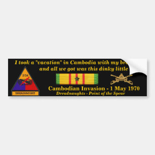 2/34th Armour Cambodian Vacation Bumper Sticker