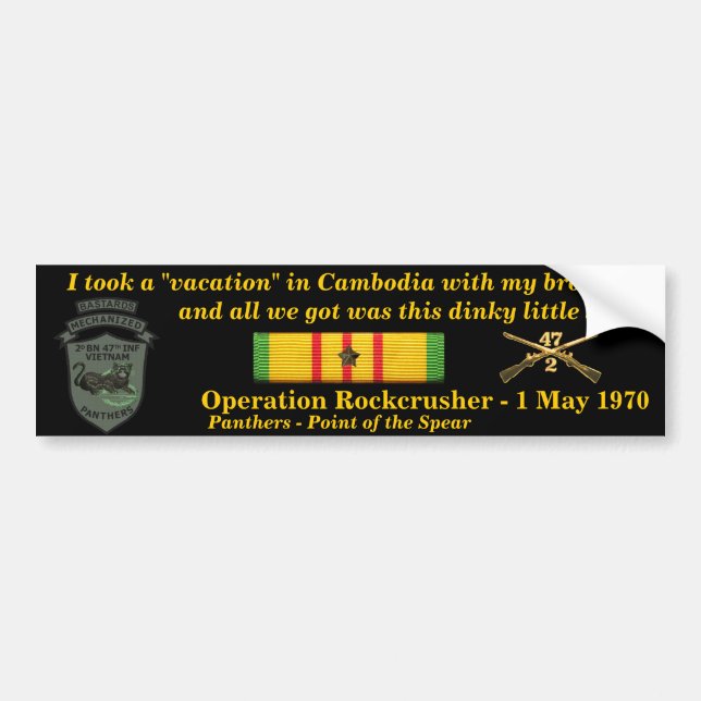2/47th Cambodian Vacation Bumper Sticker (Front)
