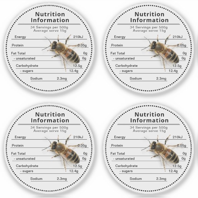 2.5" Clear Australian Honey Nutrition with Bee (Front)
