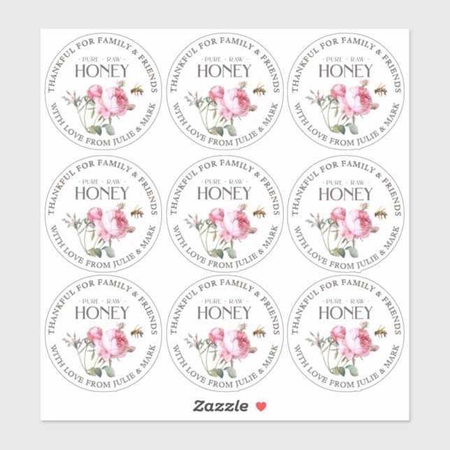 2.5" Honey Thankful for Family and Friends Rose (Sheet)