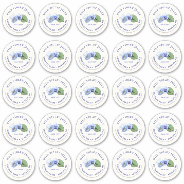 2,5" large bouche Mason Jar Jelly Lid Étiquette Vi (Devant)