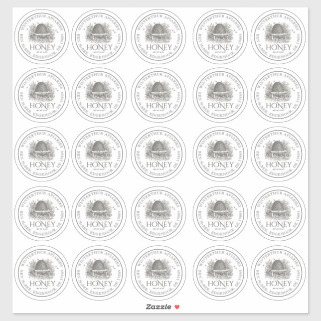 2.5" Wide Mouth Mason Honey Jar Lid Label (Sheet)