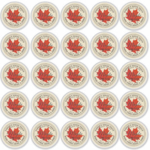2.5" Wood-fired Maple Syrup Label Red Maple Leaf