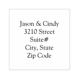 2.5x2.5 in Return Address Rubber Stamp for Couple