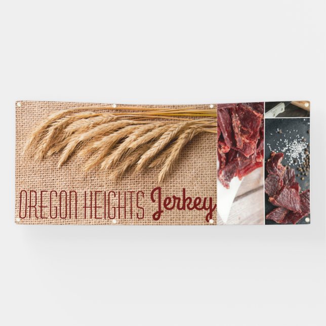 2.5'x6' Business Announcement Wheat on Burlap Sack Banner (Horizontal)