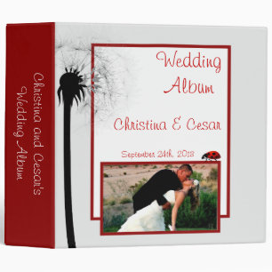 2.8" Photo Binder Lady Bug on Dandelion Red Silhou
