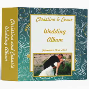 2.8" Photo Binder Teal/Yellow Mustard Floral Daisi