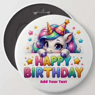 #2 Add Your Text /Happy Birthday 6 Inch Round Button