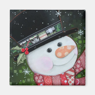 2"" aimant de carré de bonhomme de neige du