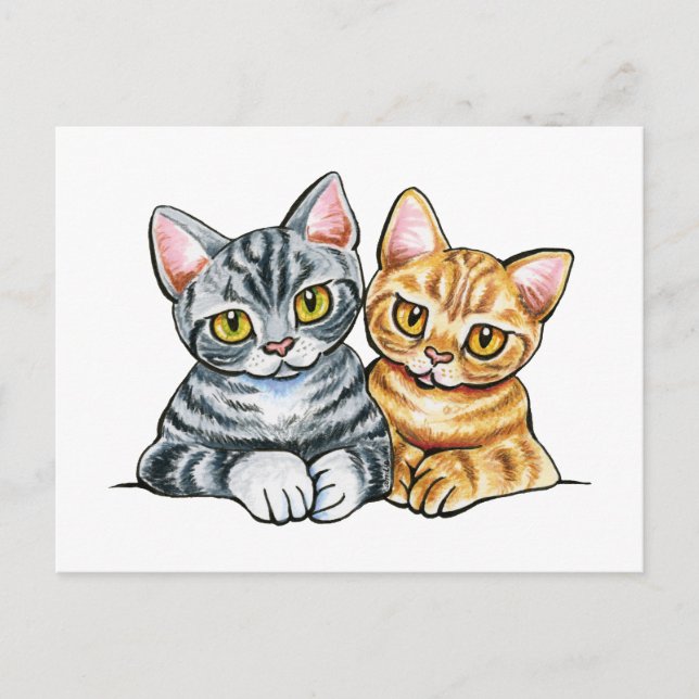 2 American Shorthairs Postcard (Front)