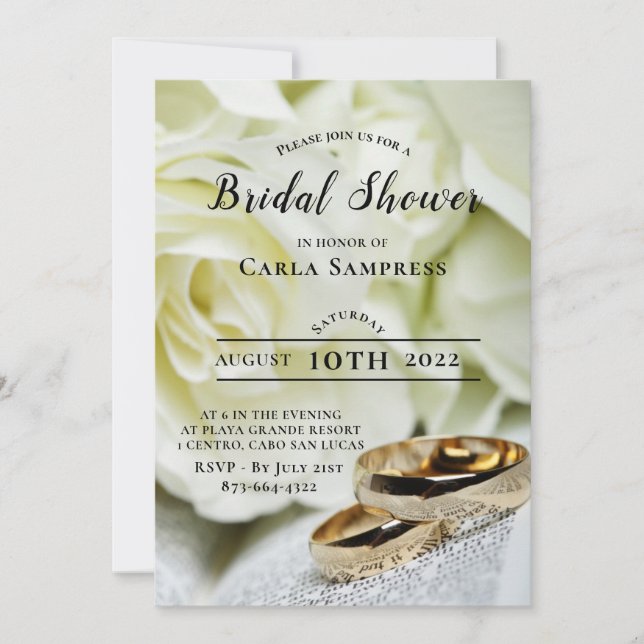 2 anneaux Invitation de la douche nuptiale (Devant)