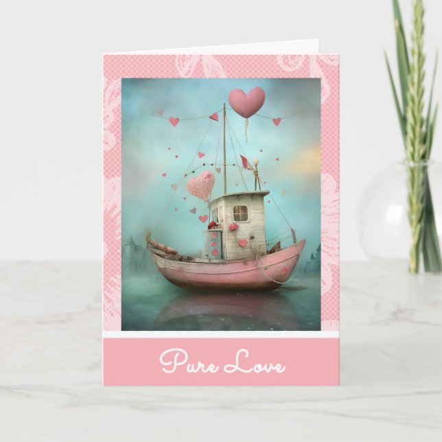 *~* 2 AP51  Love Boat Hearts Romantic Valentine Holiday Card (Front)