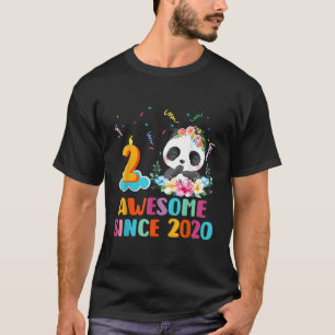 2 Awesome Since 2020 2Nd Panda Unicorn T-Shirt