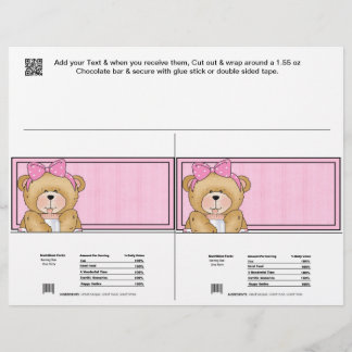 2 Baby Bear Shower Candy Bar Wrappers Party Favour
