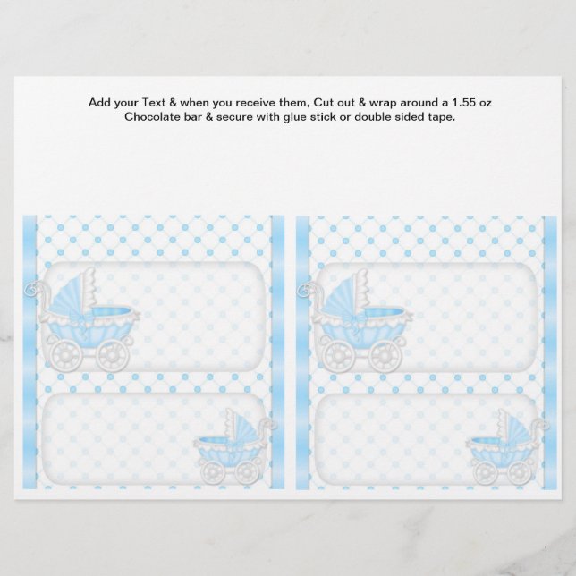 2 Baby Boy Shower Custom Candy Bar Wrappers (Front)