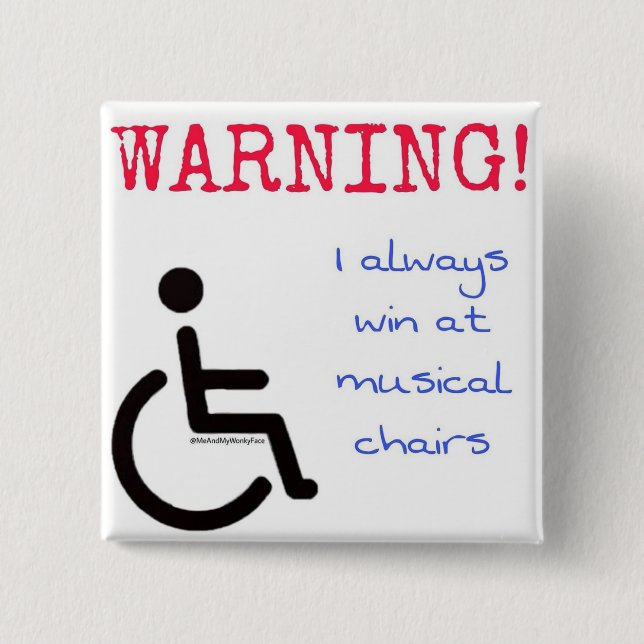 2" Badge - musical chairs 2 Inch Square Button (Front)