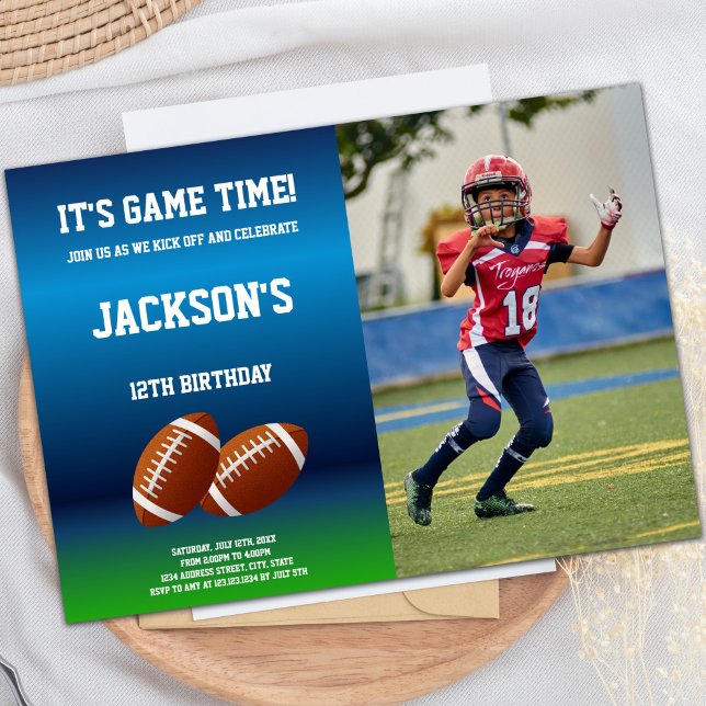2 Balls Football Birthday Invitations with photo (2 Balls Football Birthday Invitations with photo)