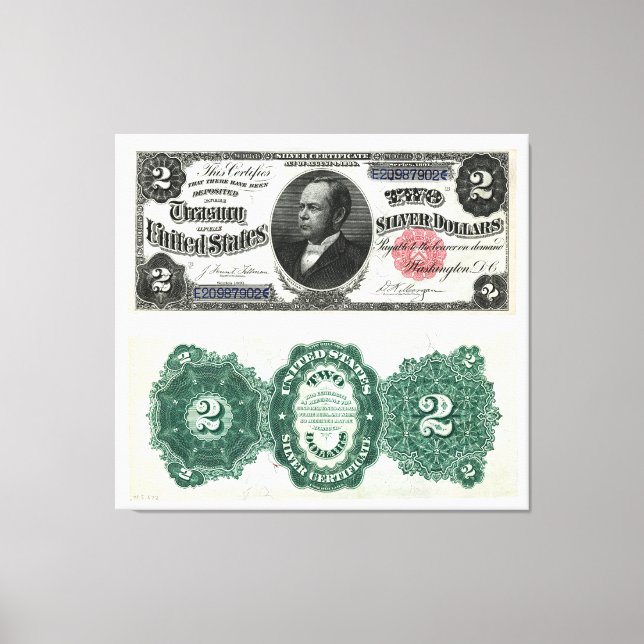 $2 Banknote Silver Certificate Series 1891 Canvas Print (Front)