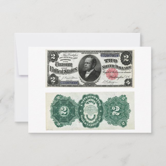 $2 Banknote Silver Certificate Series 1891 Invitation (Front)